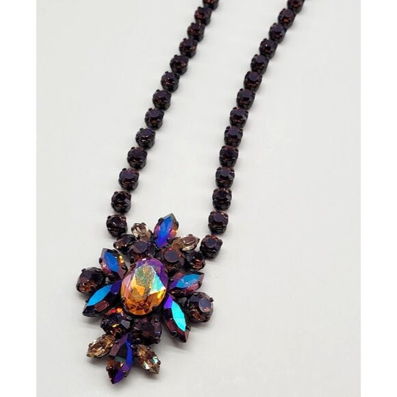 Gorgeous Isabelle De Millery Lyon France Crystal Rhinestone Statement Necklace - Picture 11 of 14